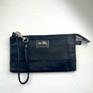 Coach black wristlet with strap